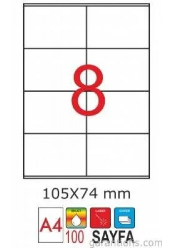 GoldMoon 2055 Laser A4 Sayfa Etiketi 105x74,25mm (100 lü Paket)