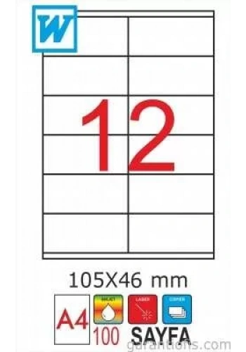 GoldMoon 2056 Laser A4 Sayfa Etiketi 105x46mm (100 lü Paket)
