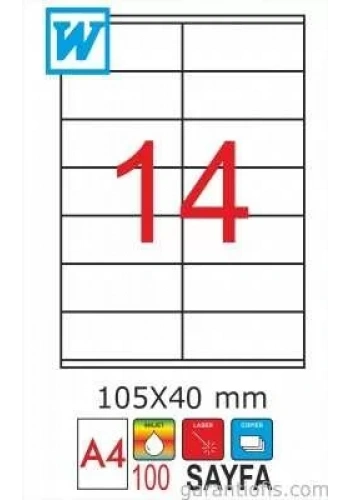 GoldMoon 2008 Laser A4 Sayfa Etiketi 105x40mm (100 lü Paket)