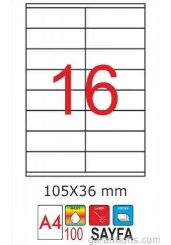 GoldMoon 2007 Laser A4 Sayfa Etiketi 105x36mm (100 lü Paket)