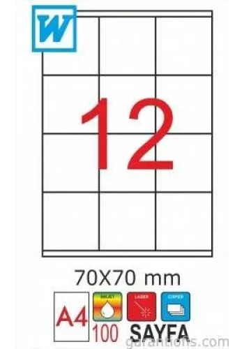 GoldMoon 2078 Laser A4 Sayfa Etiketi 70x70mm (100 lü Paket)