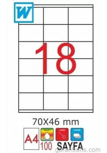 GoldMoon 2080 Laser A4 Sayfa Etiketi 70x46mm (100 lü Paket)