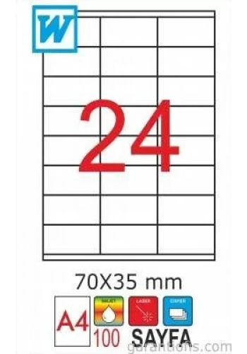 GoldMoon 2018 Laser A4 Sayfa Etiketi 70x35mm (100 lü Paket)