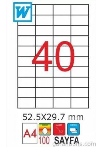 GoldMoon 2028 Laser A4 Sayfa Etiketi 52,5X29,7mm (100 lü Paket)