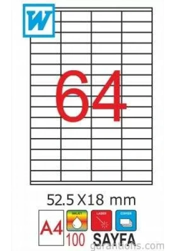 GoldMoon 2081 Laser A4 Sayfa Etiketi 52,5X18mm (100 lü Paket)