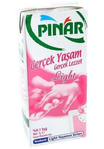 Pınar Az Yağlı Light Süt 1 Litre (12 li Koli)
