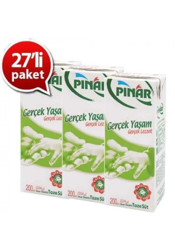 Pınar UHT Tam Yağlı Süt 200ml (27 li Koli)