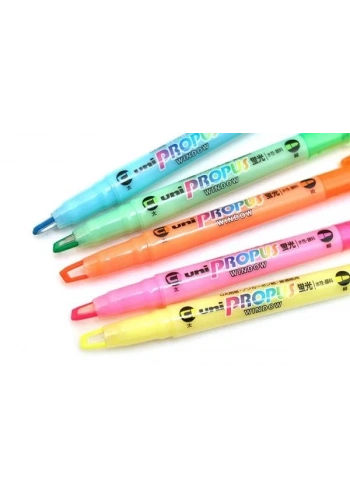 Uni Ball Propus Çift Uçlu Cep Tipi Fosforlu Kalem (5 li Paket)