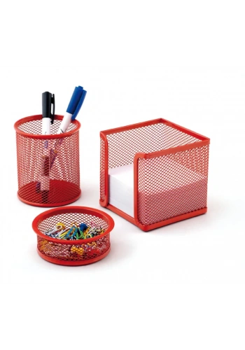 Mas 505 Rainbow Kırmızı Metal Üçlü Kalemlik Set