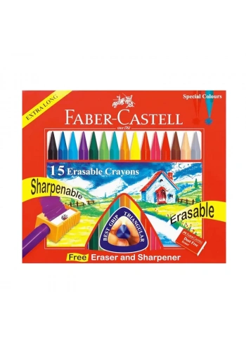 FABER-CASTELL SİLİNEBİLİR MUM BOYA 15 RENK (122715)