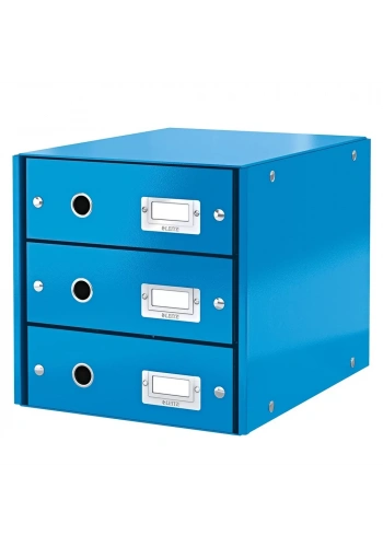 Leitz 6048 WOW Metalik Mavi Üç Çekmeceli Evrak Raf