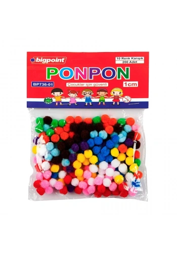 Bigpoint Ponpon 1 cm 10 Renk (200 lü Poşet)