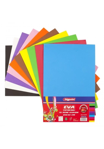 Bigpoint Yapışkanlı Eva 20x30cm Karışık 10 Renk