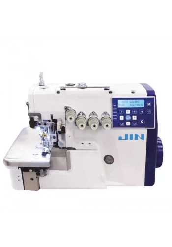 JIN M1-534SF (7mm) Direct Drive, 3 Sensörlü, Manyetik Iplik Kesmeli (Giyotin Tip) ve Ayak Kaldırmalı, 5 İplik (7 mm) Akıllı Overlok Makinası