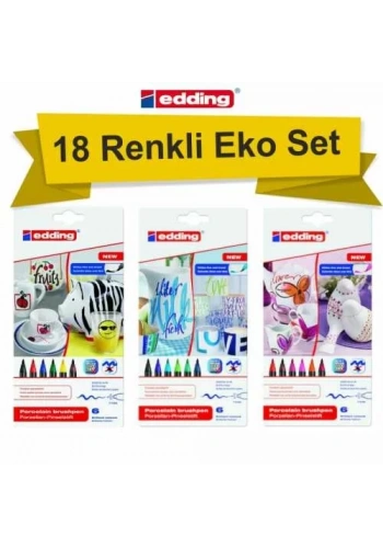 Edding Porselen Kalemleri 18 Renkli Eko Set