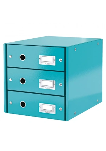 Leitz 6048 WOW Metalik Buz Mavisi Üç Çekmeceli Evrak Rafı