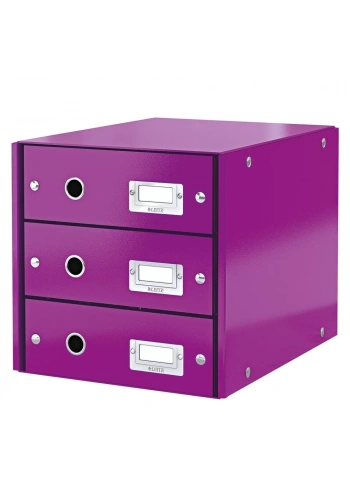 Leitz 6048 Üç Çekmeceli Evrak Rafı WOW Metalik Mor