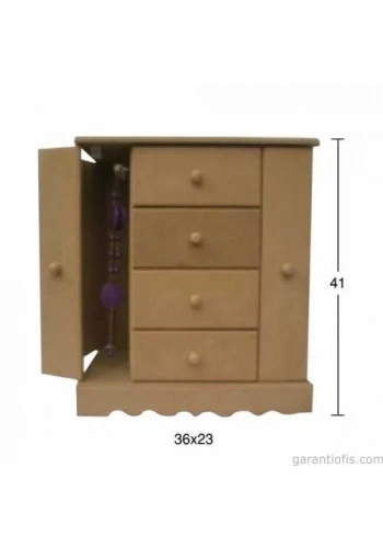 Hobi-Art KU 316 Boyanabilir Ahşap Çekmeceli Dekoratif Obje