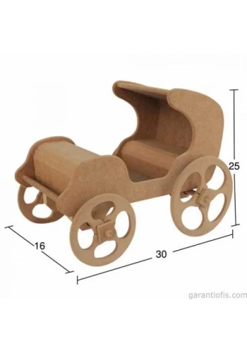 Hobi-Art KU 317 Boyanabilir Ahşap Dekoratif At Arabası Şeklinde Obje