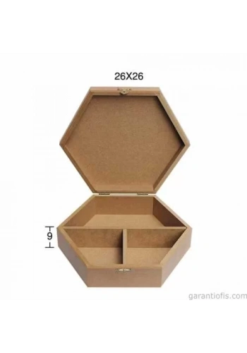 Hobi-Art KU 326 Boyanabilir Ahşap Kutu Altıgen İç Bölmeli