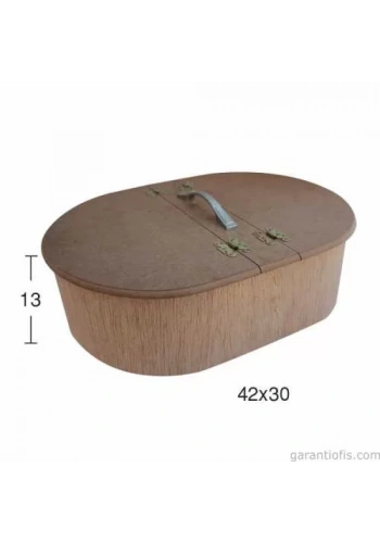 Hobi-Art KU 364 Boyanabilir Ahşap Oval Kulplu Dikiş Kutusu