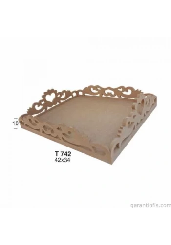 Hobi-Art T 742 Ahşap Kenar Desenli Tepsi