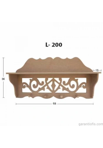 Hobi-Art L 200 Ham Ahşap Askılıklı Dekoratif Raf
