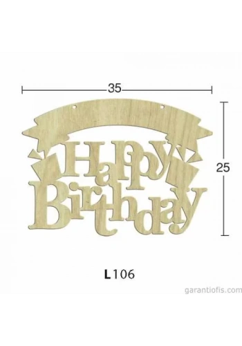 Hobi-Art L 106 Lazer Kesim Happy Birthday Yazılı Süs