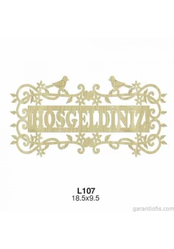Hobi-Art L 107 Lazer Kesim Kuş Desenli Hoşgeldiniz Yazılı Süs
