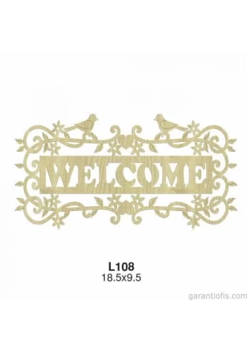 Hobi-Art L 108 Lazer Kesim Kuş Desenli Welcome Yazılı Süs