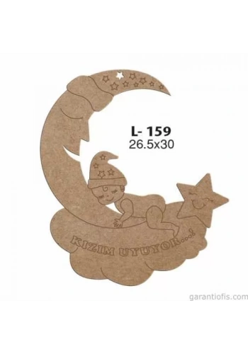 Hobi-Art L 159 Lazer Kesim Aydedeli Kızım Uyuyor Kapı Süsü Ahşap Obje