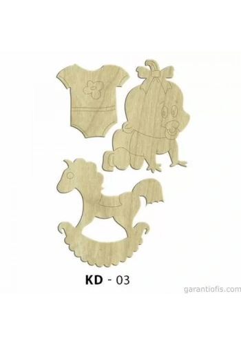 Hobi-Art KD 03 Bebek Seti Dekoratif Mini Ahşap Obje