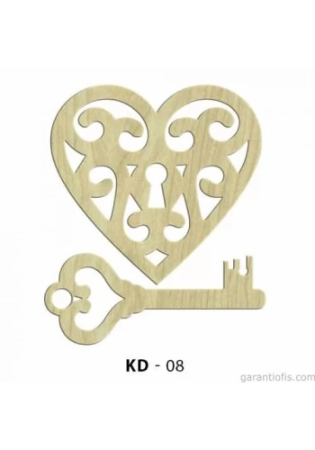 Hobi-Art KD 08 - Kalp ve Anahtar Dekoratif Mini Ahşap Obje