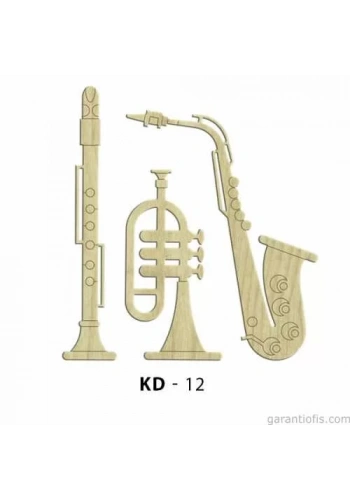 Hobi-Art KD 12 - Klarnet Saksafon Seti Dekoratif Mini Ahşap Obje