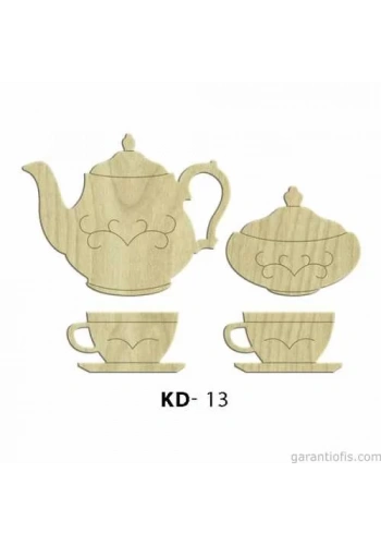Hobi-Art KD 13 - Çay Seti Dekoratif Mini Ahşap Obje