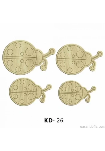 Hobi-Art KD 26 - Uğur Böcekleri Dekoratif Mini Ahşap Obje