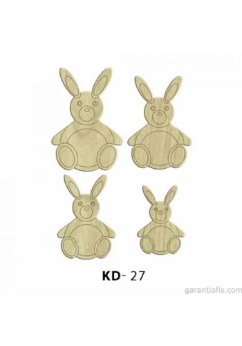 Hobi-Art KD 27 - Tavşan Dekoratif Mini Ahşap Obje