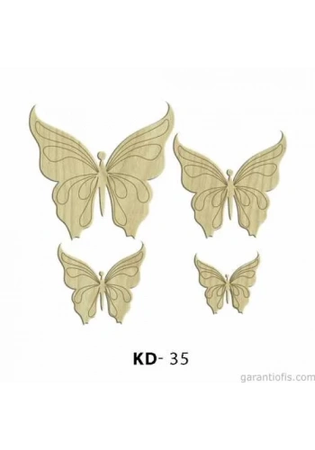 Hobi-Art KD 35 - Kelebekler Dekoratif Mini Ahşap Obje