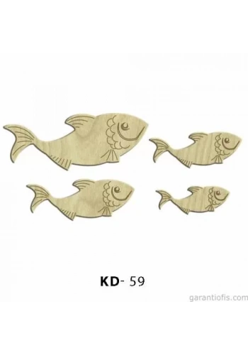 Hobi-Art KD 59 - Balık Tasarımlı Dekoratif Mini Ahşap Obje