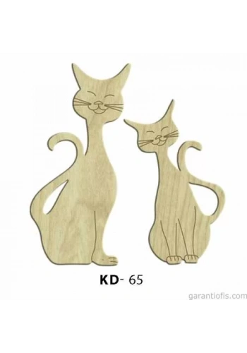 Hobi-Art KD 65 - Kedi Tasarımlı Dekoratif Mini Ahşap Obje
