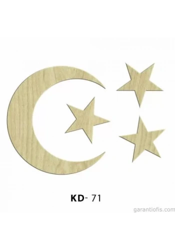 Hobi-Art KD 71 - Ayyıldız Tasarımlı Dekoratif Mini Ahşap Obje
