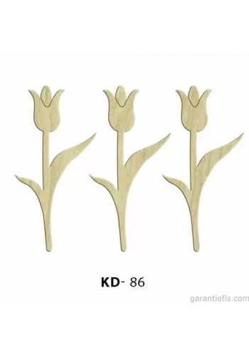 Hobi-Art KD 86 - Lale Şeklinde Dekoratif Mini Ahşap Süs Obje