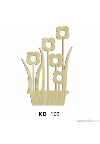 Hobi-Art KD 103 - Saksı ve Çiçekli Dekoratif Mini Figür Ahşap Süs Objeler