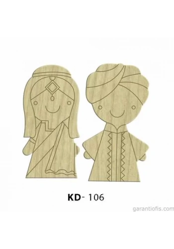 Hobi-Art KD 106 - Erkek ve Kadın Çifti Dekoratif Mini Figür Ahşap Süs Objeler
