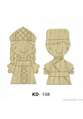 Hobi-Art KD 108 - Erkek ve Kadın Çifti Dekoratif Mini Figür Ahşap Süs Objeler