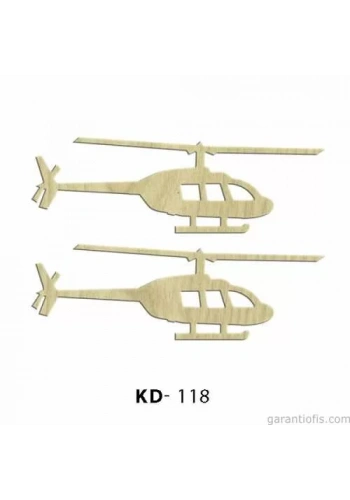 Hobi-Art KD 118 - Helikopter Figürlü Dekoratif Mini Ahşap Obje