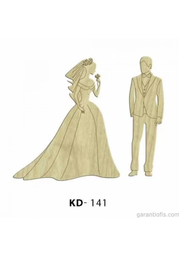 Hobi-Art KD 141 - Gelin ve Damat Figürlü Mini Ahşap Obje