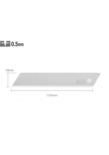 OLFA LB-SOL-10 Standart Tek Gövdeli (Kırımsız) Geniş Maket Bıçağı Yedeği (10 lu)