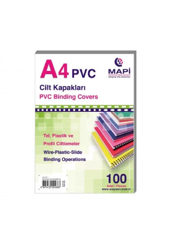 MAPİ PVC CİLT KAPAĞI A4 160mic GRİ 100LÜ
