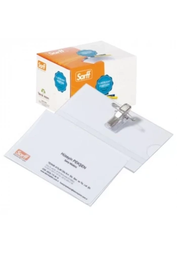 Sarff Klipsli PVC Yaka Kokartı / İsimliği (50 li Paket)